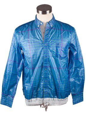 SACAI S/S 2014 Runway Blue Plaid Lightweight Button Down Shirt Snap Closure